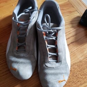 Grey and Orange fall puma sneakers